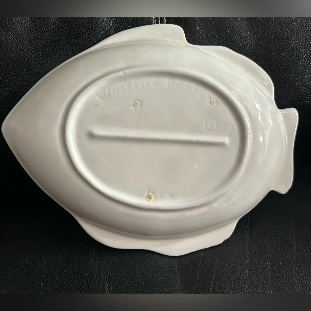 Whittier Pottery White Fish Shaped Ceramic Serving Platter